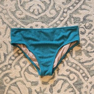 Kona Sol Teal Krinkle Textured Bikini Bottom Sz L